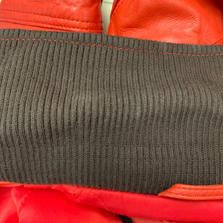 LEATHER CULT Talla M Chaqueta de cuero de materiales mixtos Rojo Marrón