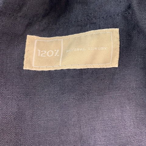 120% LINO Size 46 Navy Linen Notch Lapel Sport Coat