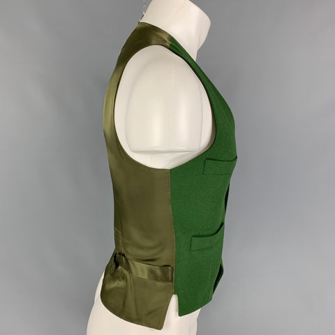 BENJAMIN BIXBY Size 36 Green Wool Notch Lapel Vest