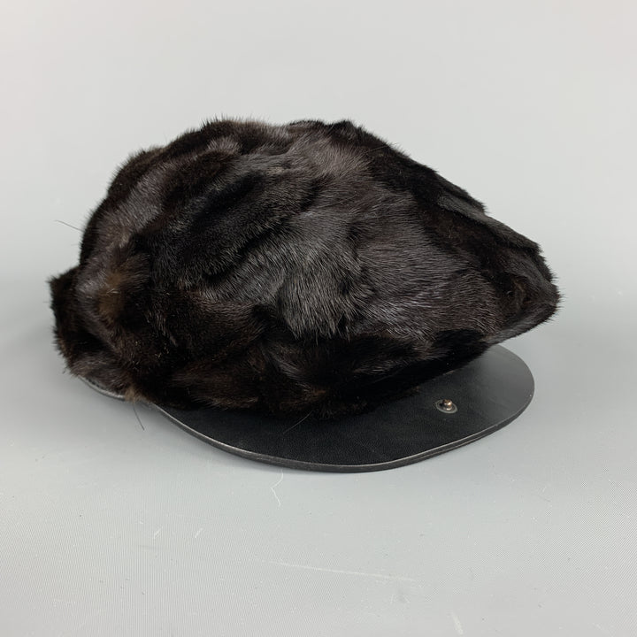 BURBERRY PRORSUM Sombrero de visón marrón texturizado