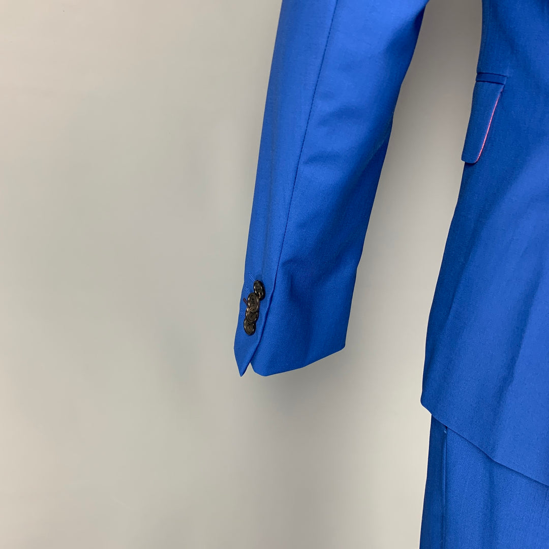 PAUL SMITH Soho Fit Regular Size 42 Royal Blue Wool / Mohair Notch Lapel 3 Piece Suit