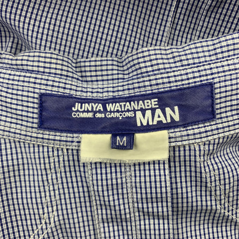 JUNYA WATANABE Size M Navy & White Checkered Cotton Button Down Long Sleeve Shirt