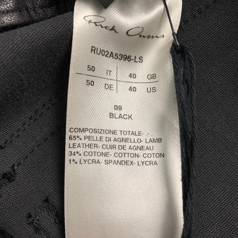 RICK OWENS Gethsemane FW 21 Size 34 Black Leather Mastodon Cargo Pants