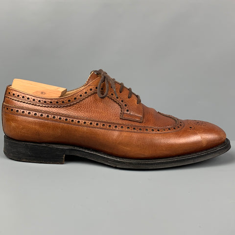 CHURCH'S Size 10.5 Tan Leather Wingtip Lace Up Shoes