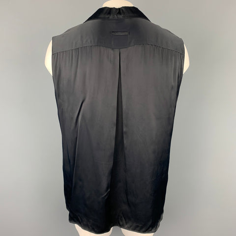 Vintage JEAN PAUL GAULTIER Size L Navy Acetate Patch Pockets Sleeveless Shirt
