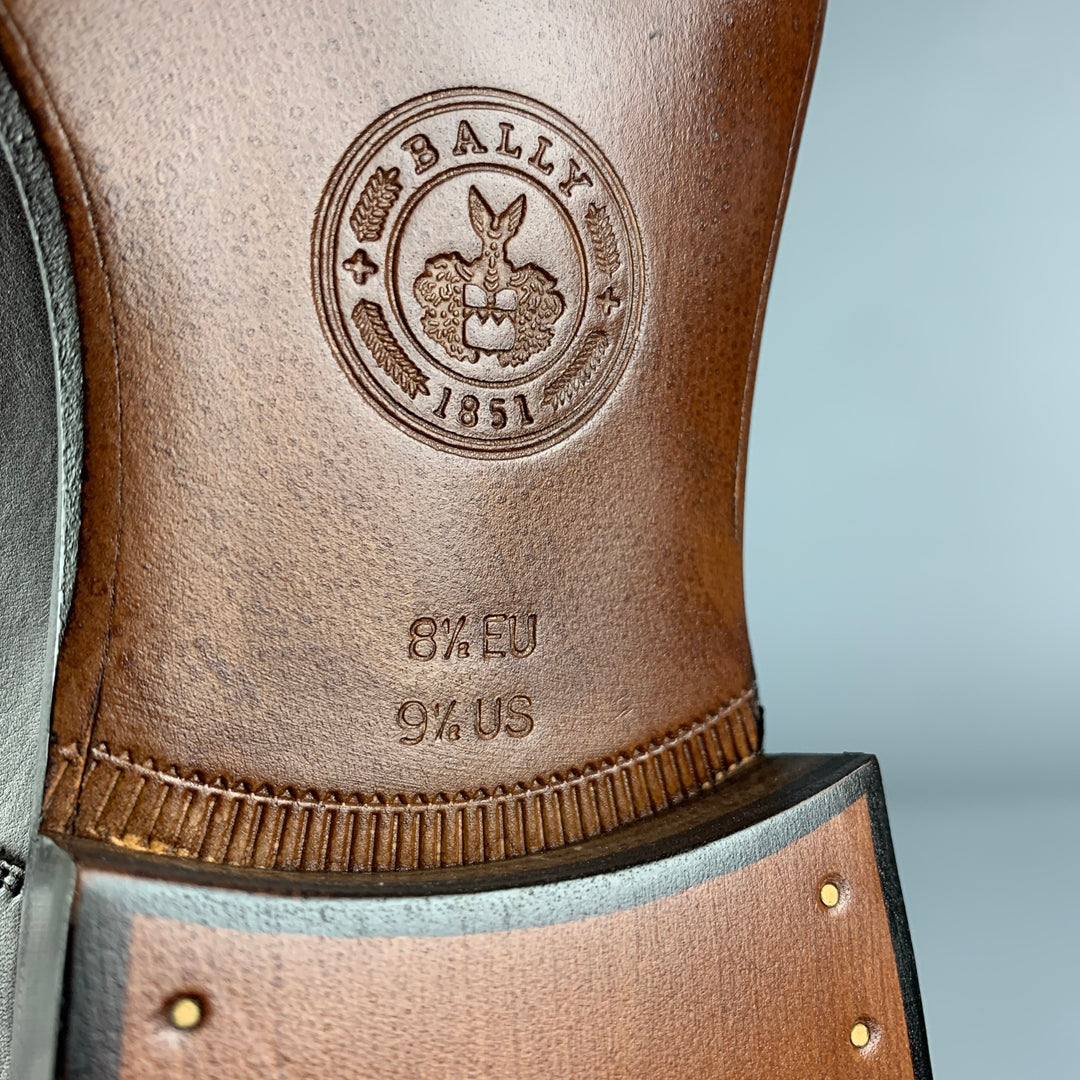 BALLY Size 9.5 Brown Leather Cap Toe Lace Up Shoes