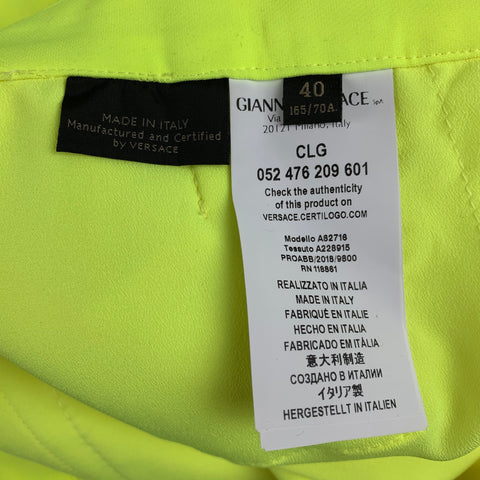 VERSACE Size 4 Neon Yellow Polyester Straight Leg Dress Pants