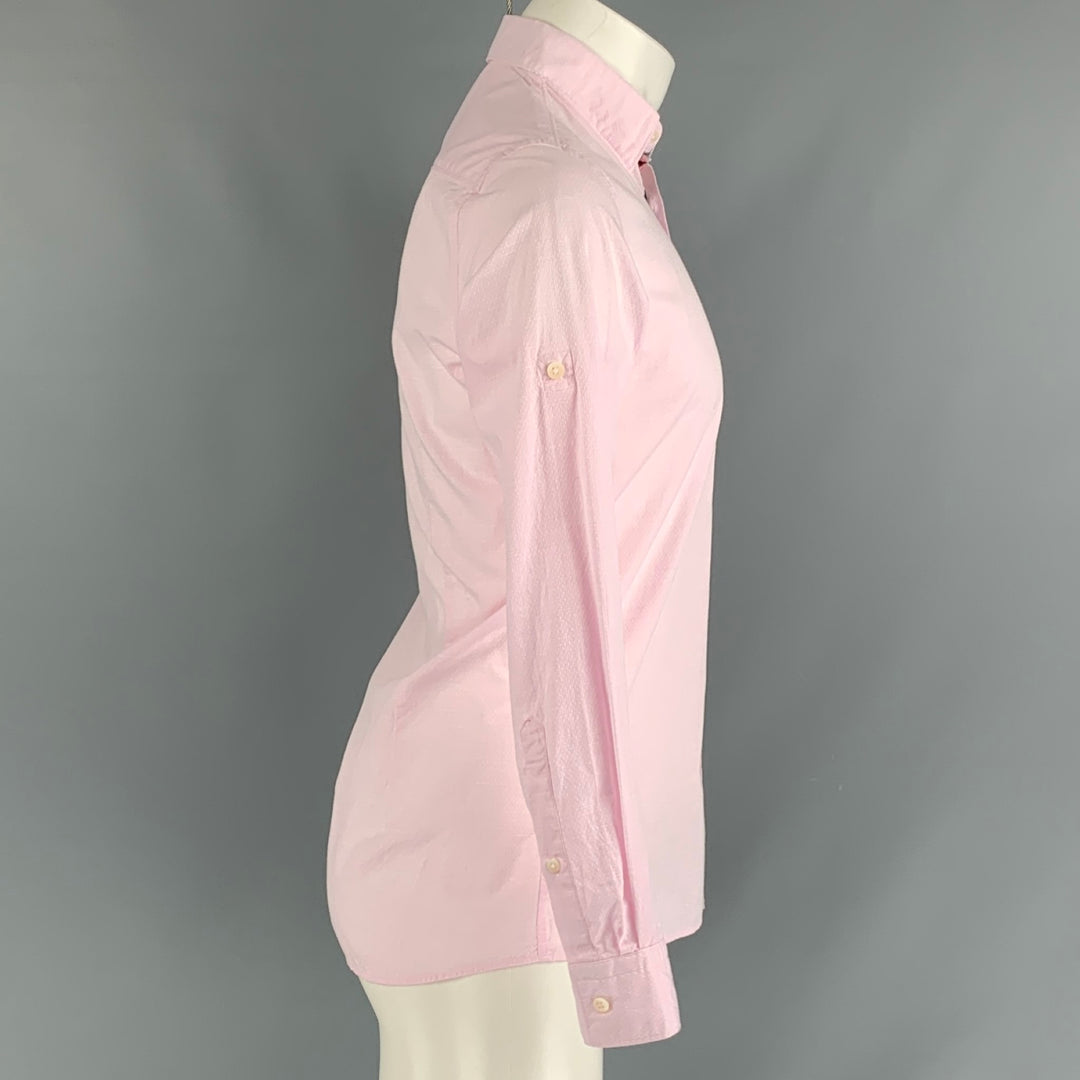 DAMAT TWEEN Size XS Light Pink Textured Cotton & Linen Long Sleeve Shirt