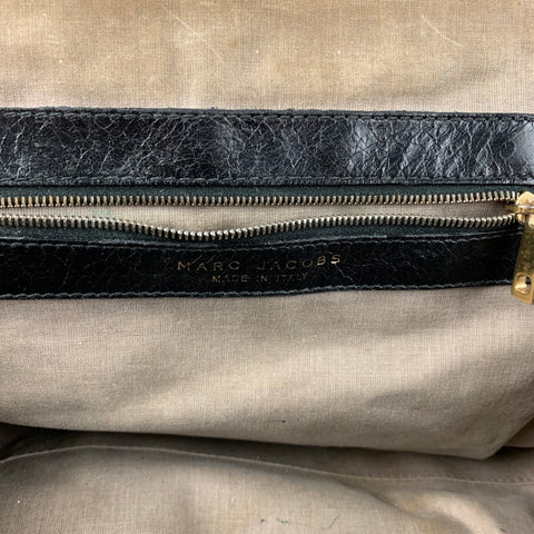 MARC JACOBS Black Quilted Leather Satchel Stam Handbag