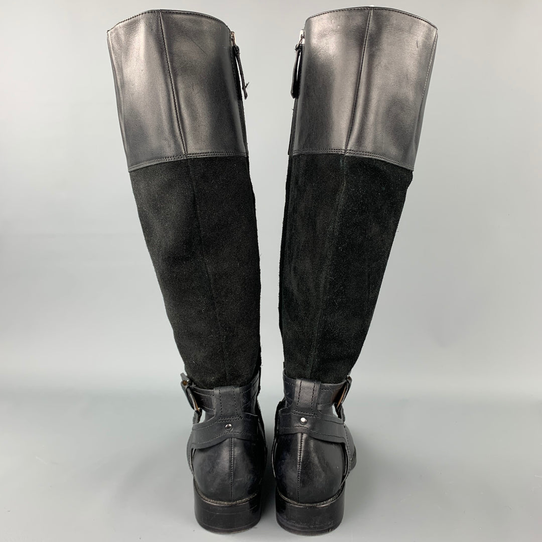 JOAN & DAVID Size 6.5 Black Two Toned Suede Riding Boots