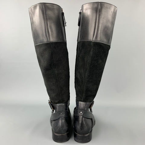 JOAN & DAVID Size 6.5 Black Two Toned Suede Riding Boots