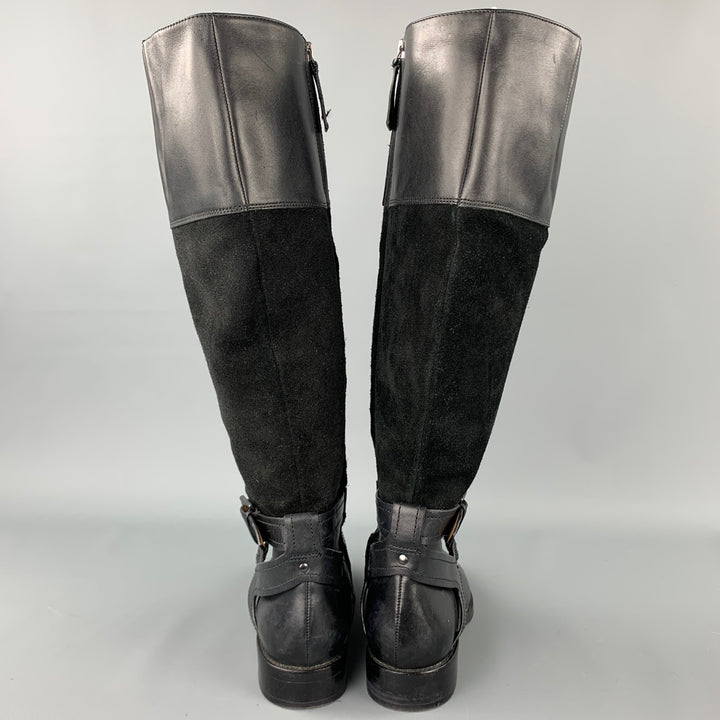 JOAN & DAVID Size 6.5 Black Two Toned Suede Riding Boots