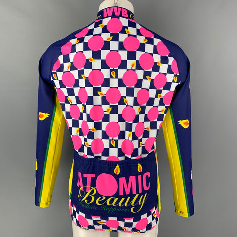 WALTER VAN BEIRENDONCK SS20 Size L Blue Pink Graphic Nylon Jersey Bike Top
