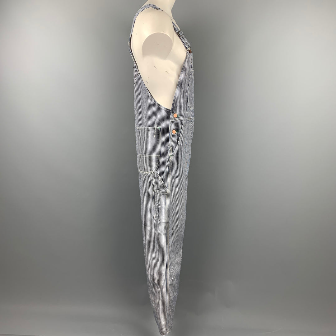 BIG BEN Size 36 Navy & White Hickory Stripe Cotton Baseball Overalls