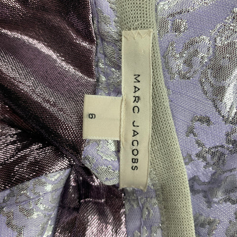 MARC JACOBS Size 6 Lavender & Silver Acetate Blend Jacquard Sheath Dress