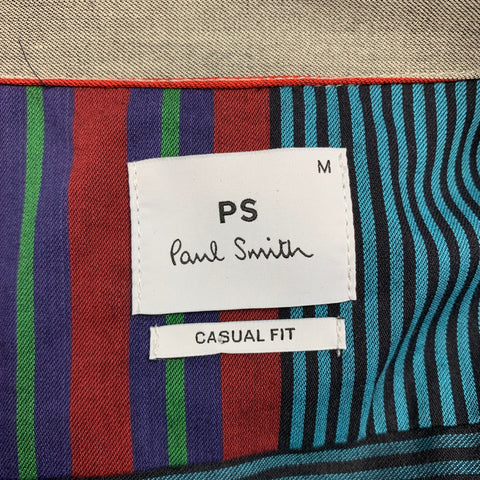 PS by PAUL SMITH Size M Multi-Color Stripe Cotton Camp Short Sleeve Shirt