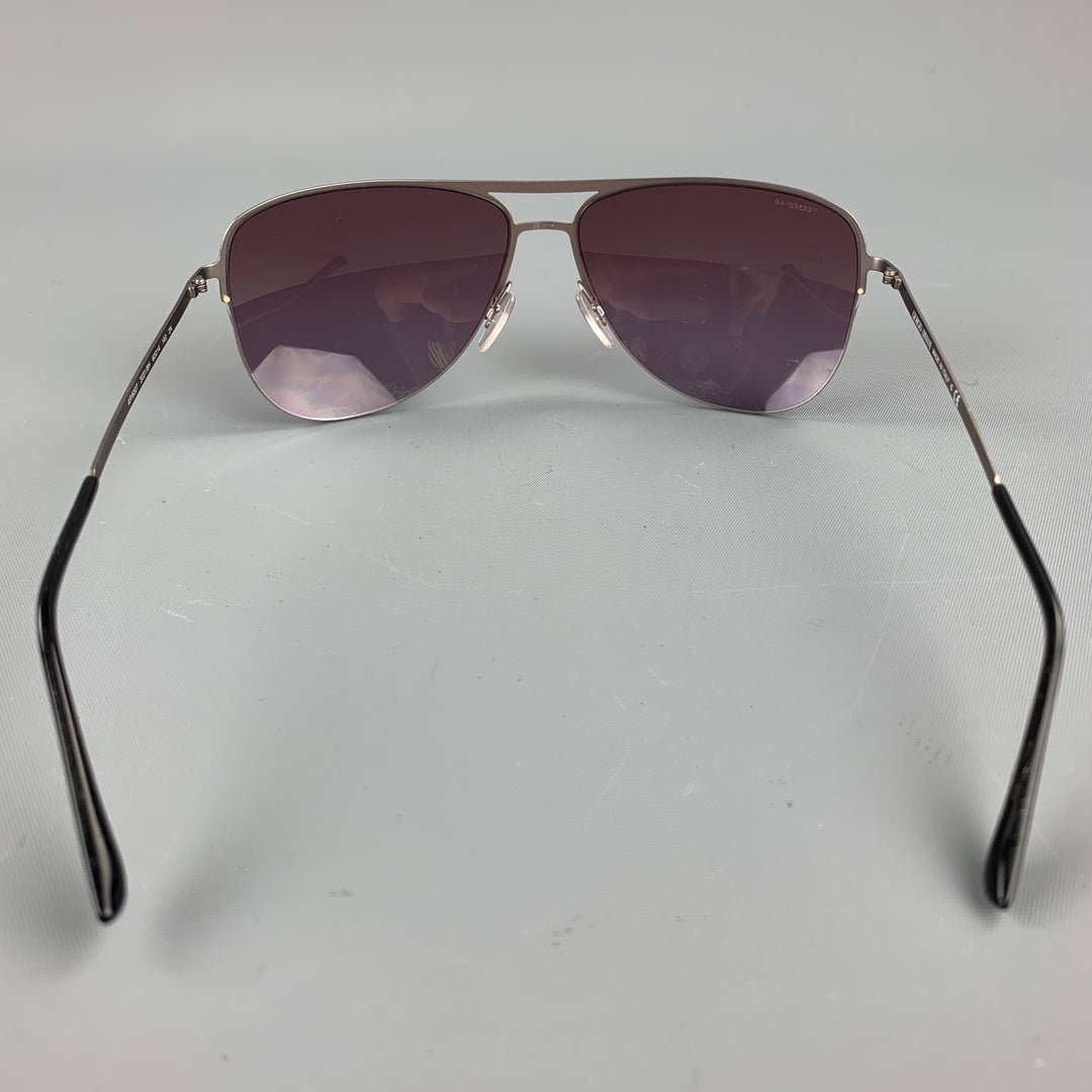 GIORGIO ARMANI Grey Metal Aviator Sunglasses
