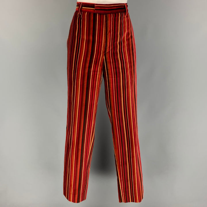 AGNÈS B. Size 8 Multi-Color Cotton Stripe Zip Fly Dress Pants