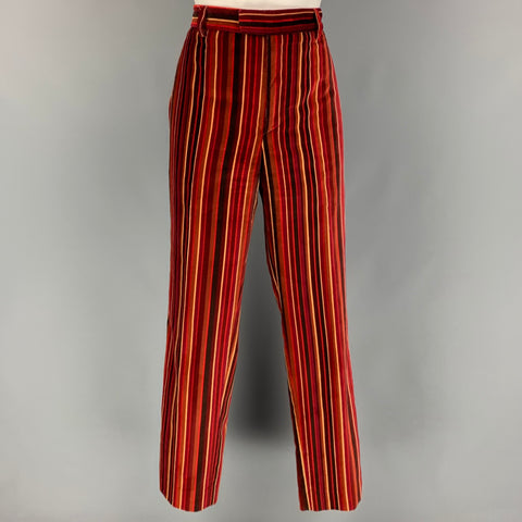 AGNÈS B. Pantalón de vestir con bragueta y cremallera a rayas de algodón multicolor talla 8