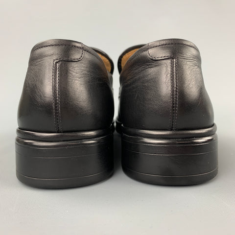 BALLY Size 10 Black Leather Slip On Loafers