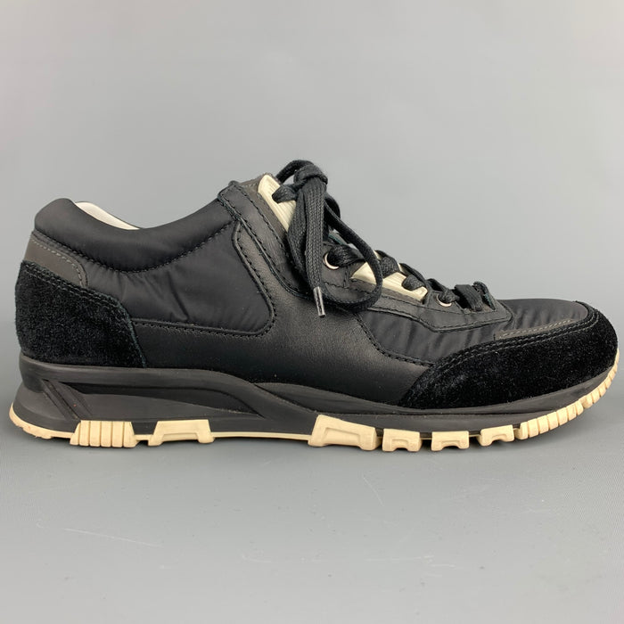 LANVIN Size 8 Black Nylon Lace Up Sneakers