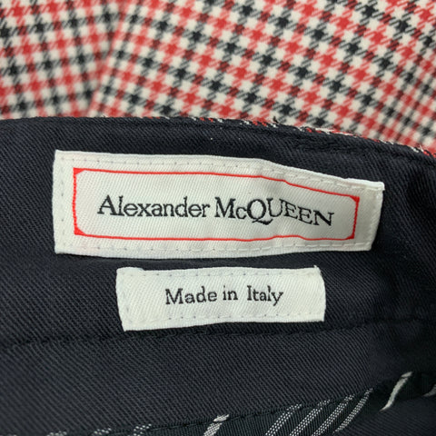 ALEXANDER MCQUEEN Size 28 Black White Red Plaid Wool Zip Fly Dress Pants