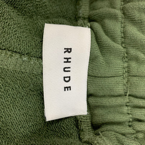 RHUDE Size XS Green Cotton Embroidered Sweatpants