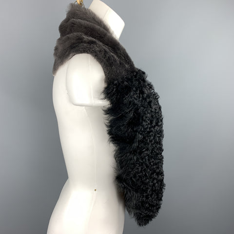 OWEN BARRY Black & Gray Patchwork Shearling & Fur Scarf