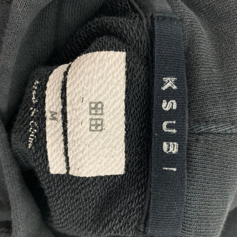 KSUBI Size M Grey Cream Logo Cotton Hoodie Sweatshirt