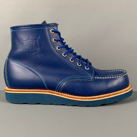 ICECREAM Taille 9,5 Bottines de travail en cuir bleu royal 