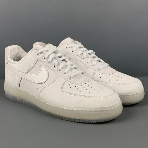 NIKE Talla 10.5 Zapatillas bajas de cuero de telas mixtas blancas