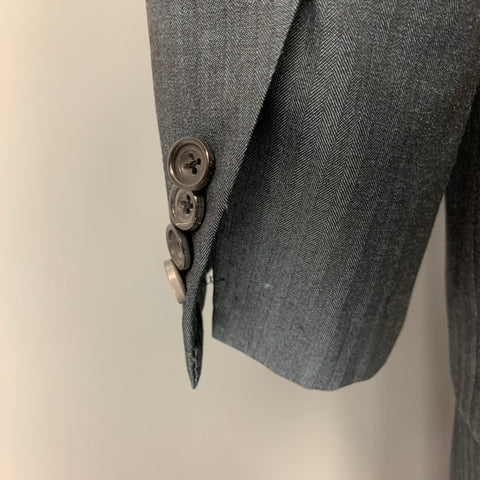 SARTORIO Size 44 Charcoal Stripe Wool Notch Lapel 36 35 Suit