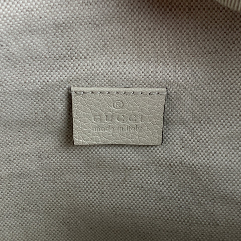 GUCCI Beige Logo Pebble Grain Leather Belt Bag