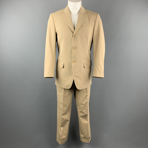 LUCIANO BARBERA 38 Regular Khaki Cotton Suit