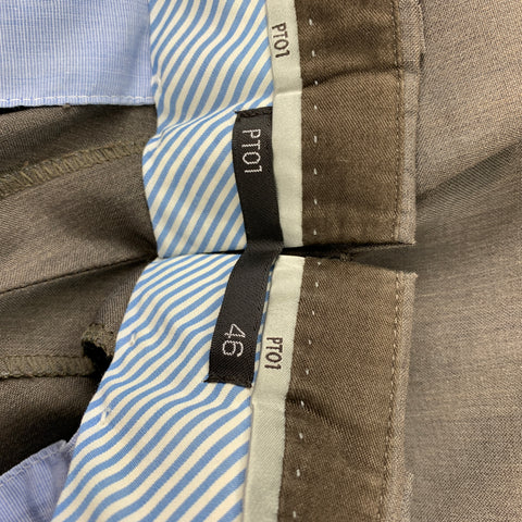 PT01 Size 30 Brown Virgin Wool Cuffed Dress Pants