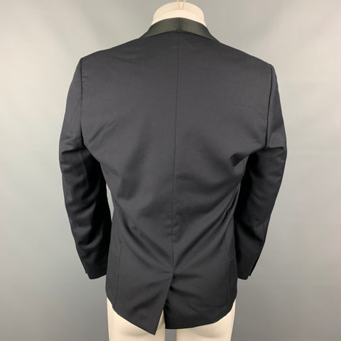 SANDRO Taille 38 Manteau de sport à col châle en laine bleu marine et noir
