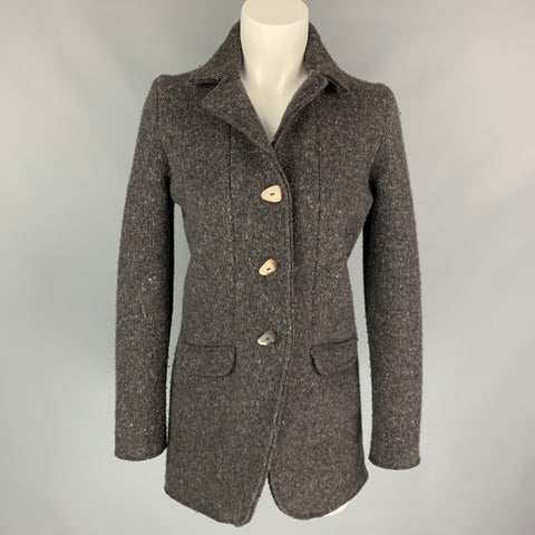 LANA BILZERIAN Size M Brown Heather Wool / Cashmere Coat