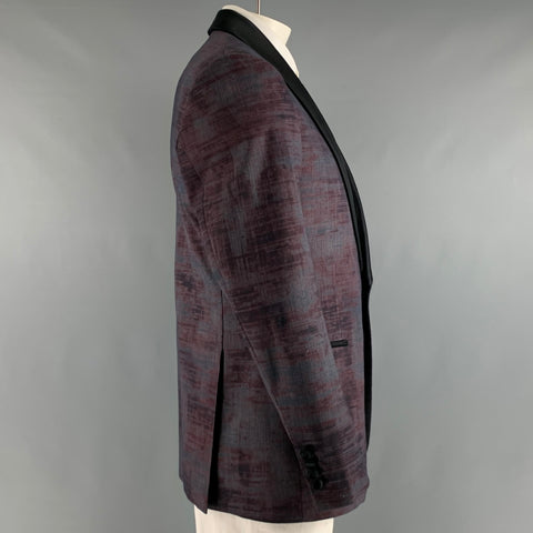 TEDDY VONRANSON Size 42 Purple Wool Blend Shawl Collar Sport Coat