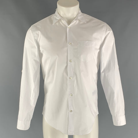 JOHN VARVATOS Taille XS Chemise à manches longues en coton uni blanc avec une poche