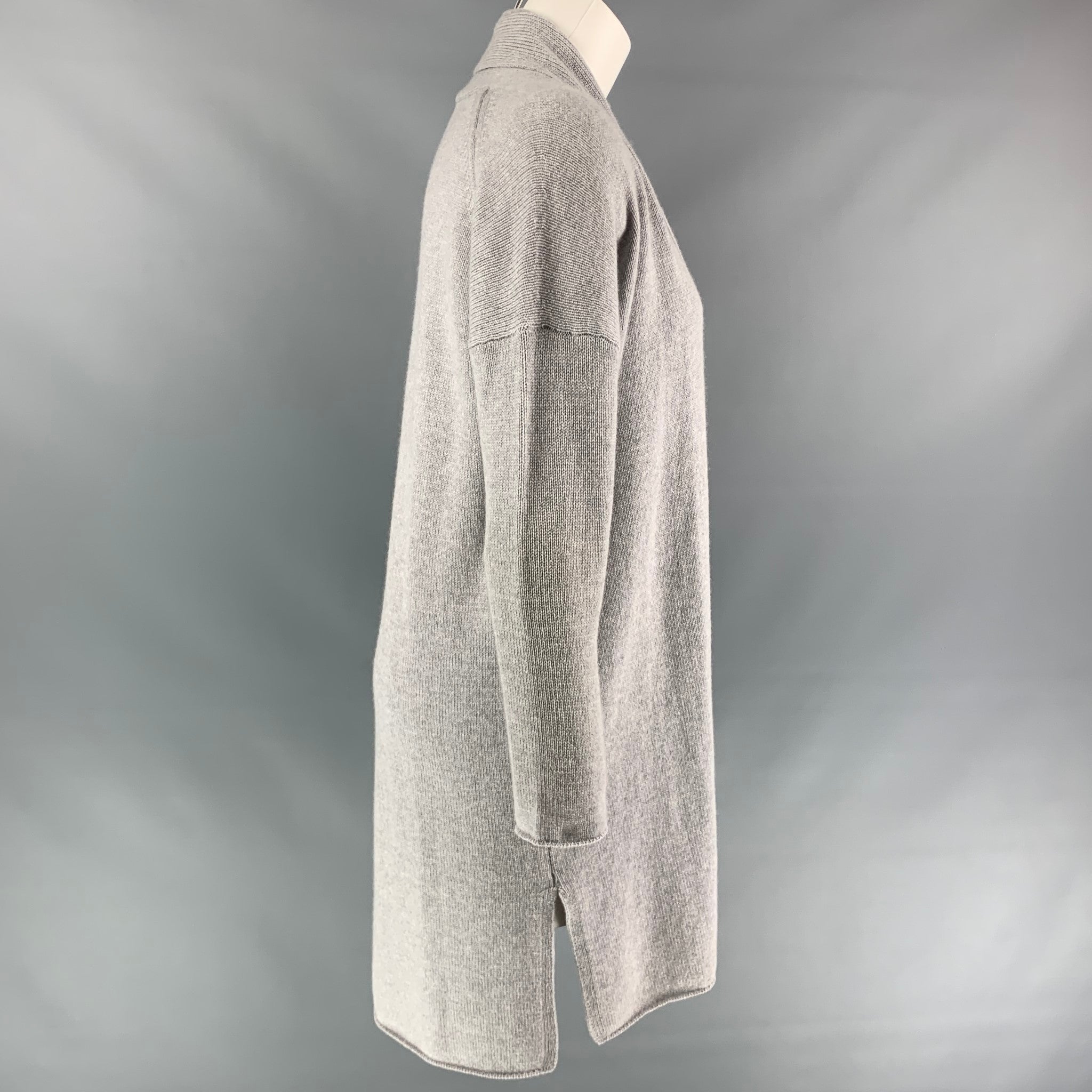 AMINA RUBINACCI Size 4 Light Gray Cashmere Oversized Cardigan