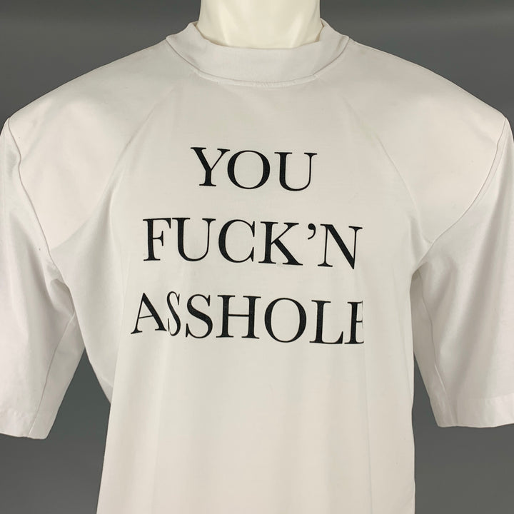 VETEMENTS Size S White Black Polyester Shoulder Pads T-shirt