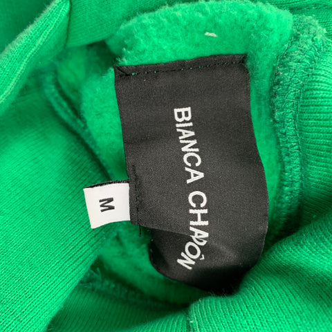 BIANCA CHANDON Size M Green Logo Cotton Hooded Sweatshirt