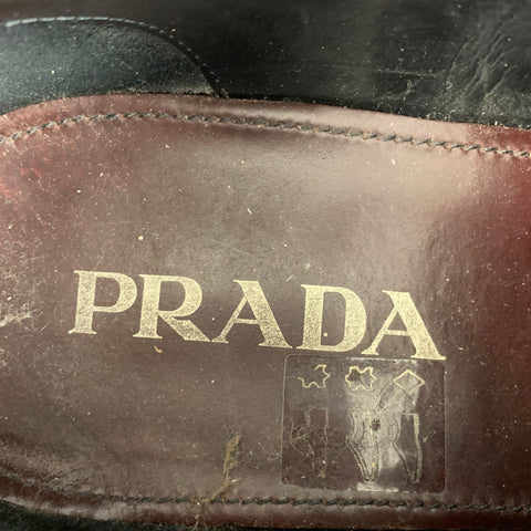 PRADA Taille 9,5 Chaussures à lacets à plateforme en cuir bordeaux