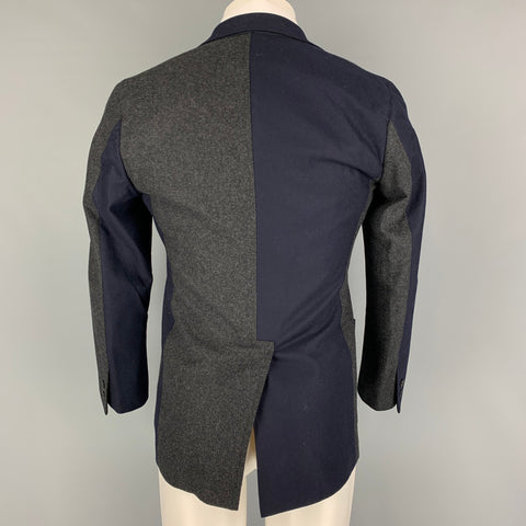 SHIPS Size 36 Charcoal Navy Color Block Wool Notch Lapel Sport Coat