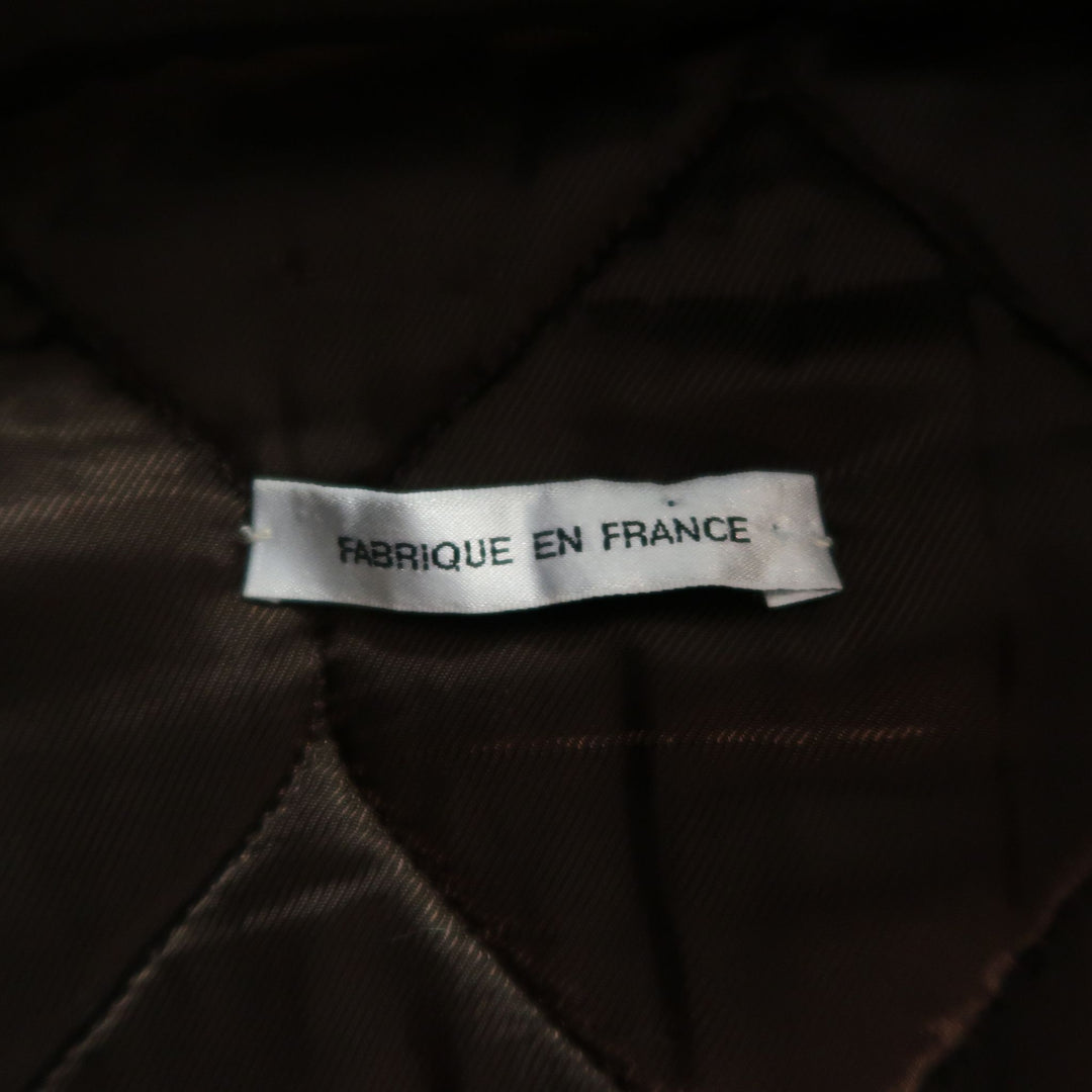 BALENCIAGA Size S Brown Leather Collared Cropped Bomber Jacket