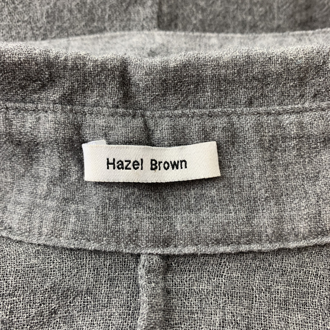 HAZEL BROWN Size 2 Grey Heather Wool / Nylon Blouse