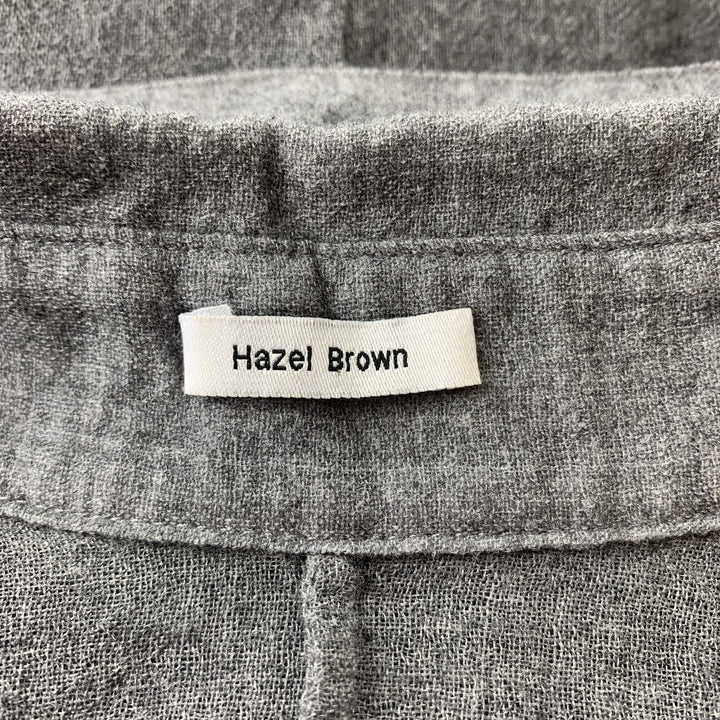 HAZEL BROWN Size 2 Grey Heather Wool / Nylon Blouse