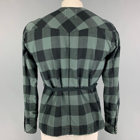 TAKAHIROMOIYASHITA The Soloist Taille L Chemise kimono en coton mélangé à carreaux gris noir