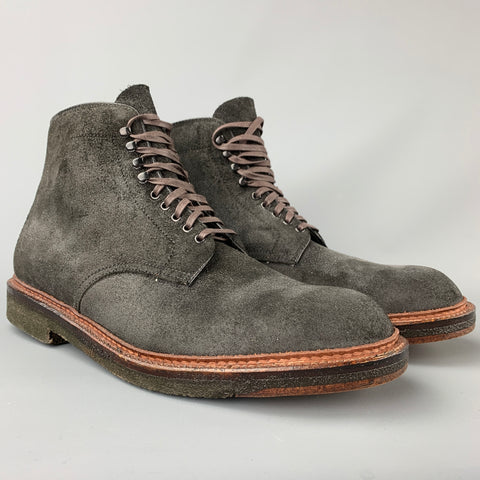 ALDEN x Context Rough Roy Boot Earth Chamois Size 10 Black Textured Leather Crepe Sole Boots