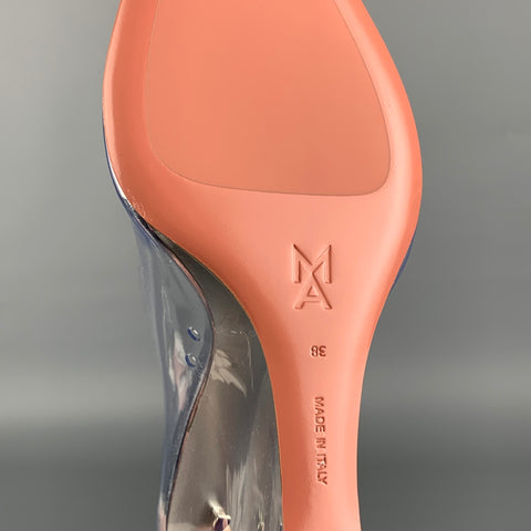 AMINA MUADDI FW 21 Size 8 Clear Silver Acetate Ane Glass Pump